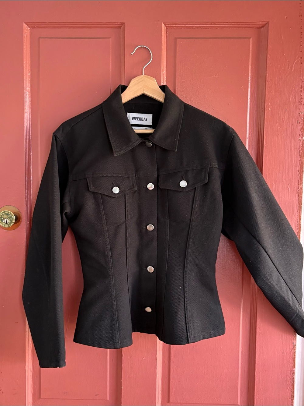 Weekday Black Button-Front Jean Jacket